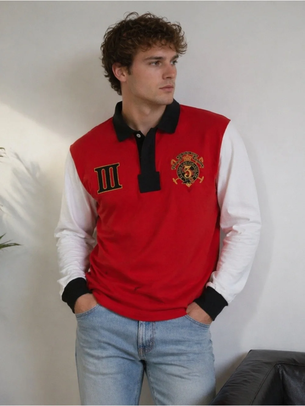 Polo by Ralph Lauren Red & White Long-Sleeve Rugby Polo
